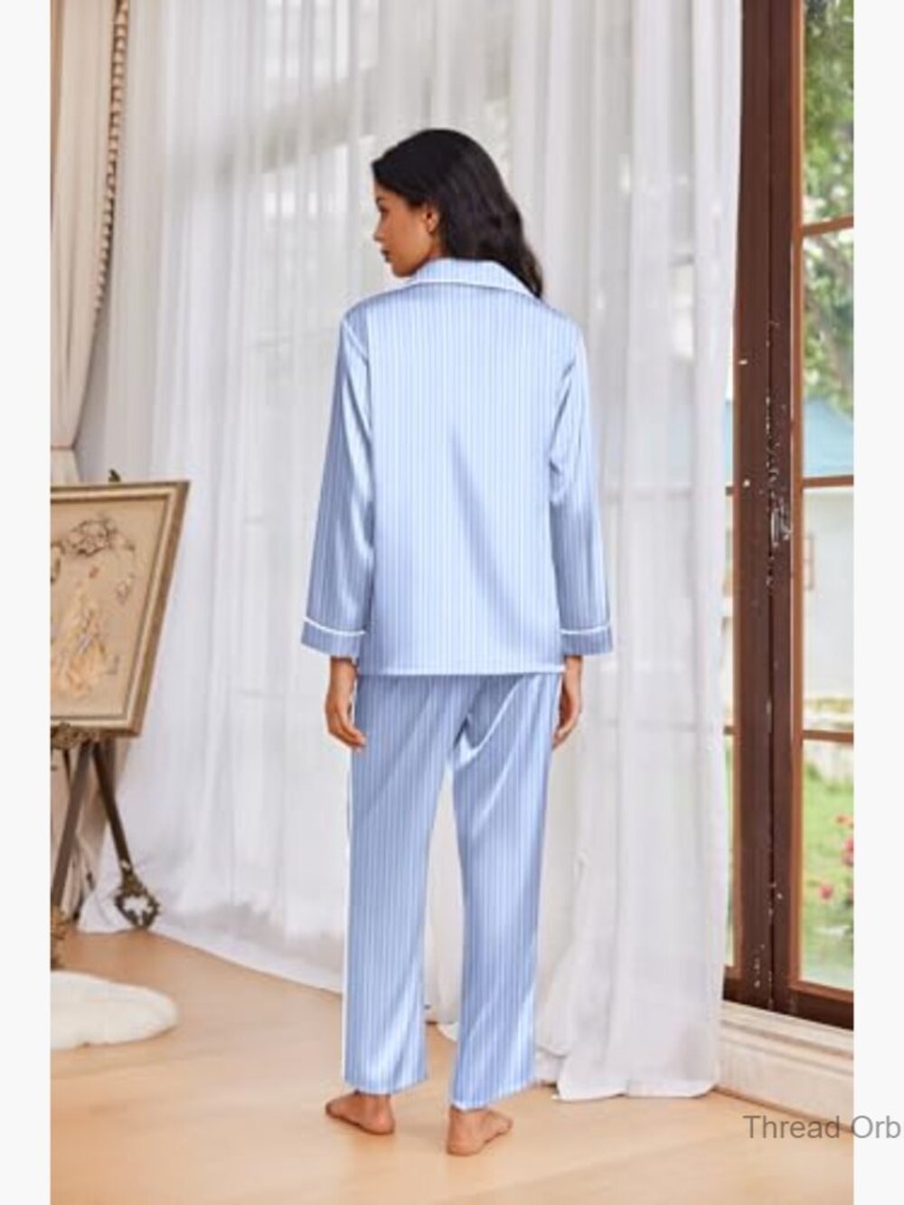 Satin Silk Pajama Set Long Sleeve Button Down Lounge Wear XXL - Picture 3 of 7